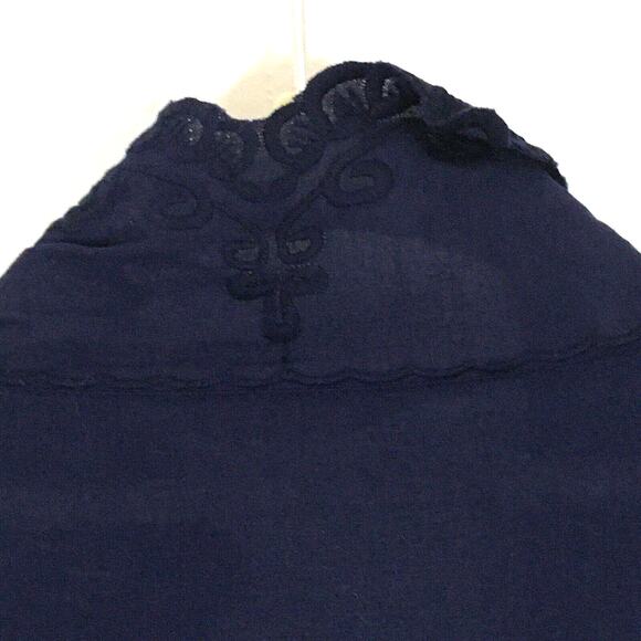 NWT Soft Surroundings Sonoma Embroidered Asymmetrical Hem Open Cardigan Navy SP - Picture 8 of 13